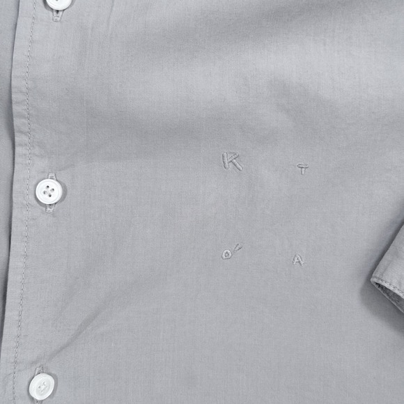 KATO BY HIROSHI KATO Men Light Grey Button Down Shirt Size SMALL Cotton - Picture 8 of 9